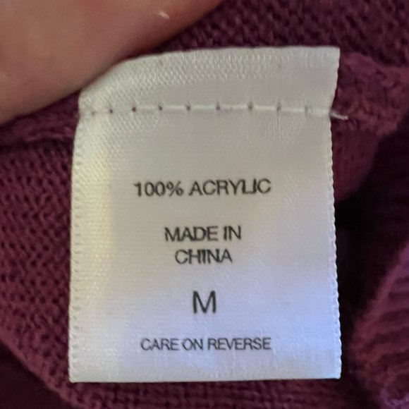 New York & Co Raspberry Long Sleeve Sweater with Fabric Embellished Neck - M - Picture 5 of 5